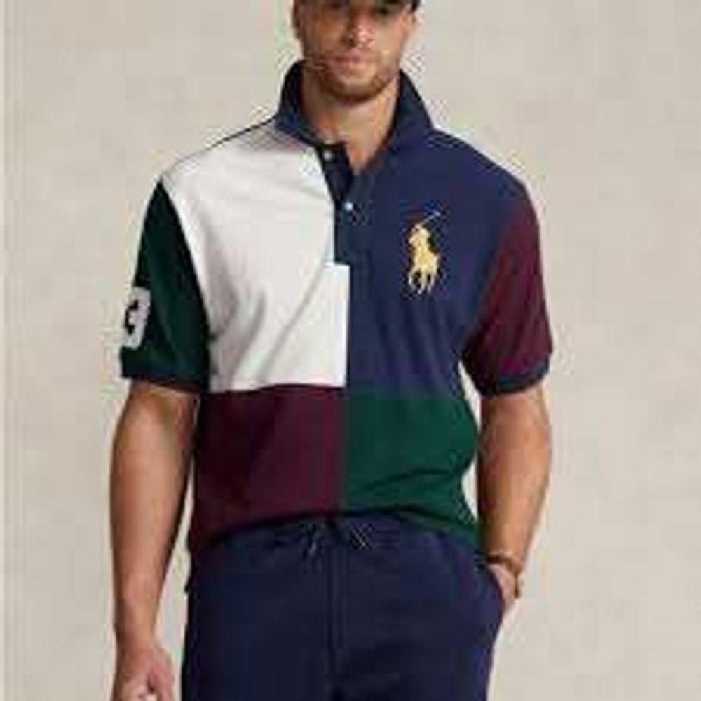 Polo Ralph Lauren Polo Shirt Mens XLT Multicolor Big Pony Color Block Patch